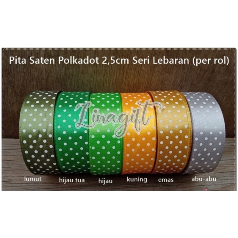 

( Rol 20 Yard ) PITA SATEN POLKADOT RIBBON - PITA SATIN ONDE 1.5 IN 4 CM / 1 IN 2.5 CM / 0.5 IN 1.2 CM - PITA SATIN HIASAN PARSEL KADO LEBARAN SELAMAT IDUL FITRI DEKORASI PARCEL HAMPERS SNACK SOUVENIR GOODIE BAG HAPPY IDUL ADHA EID MUBARAK PITA SATEEN