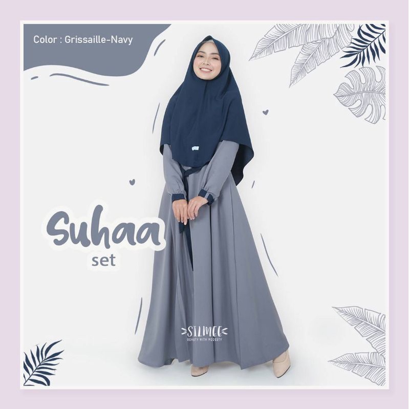 SET  GAMIS SYARI SUHAA  bebas pilih khimar size M/L ORIGINAL By Silmee
