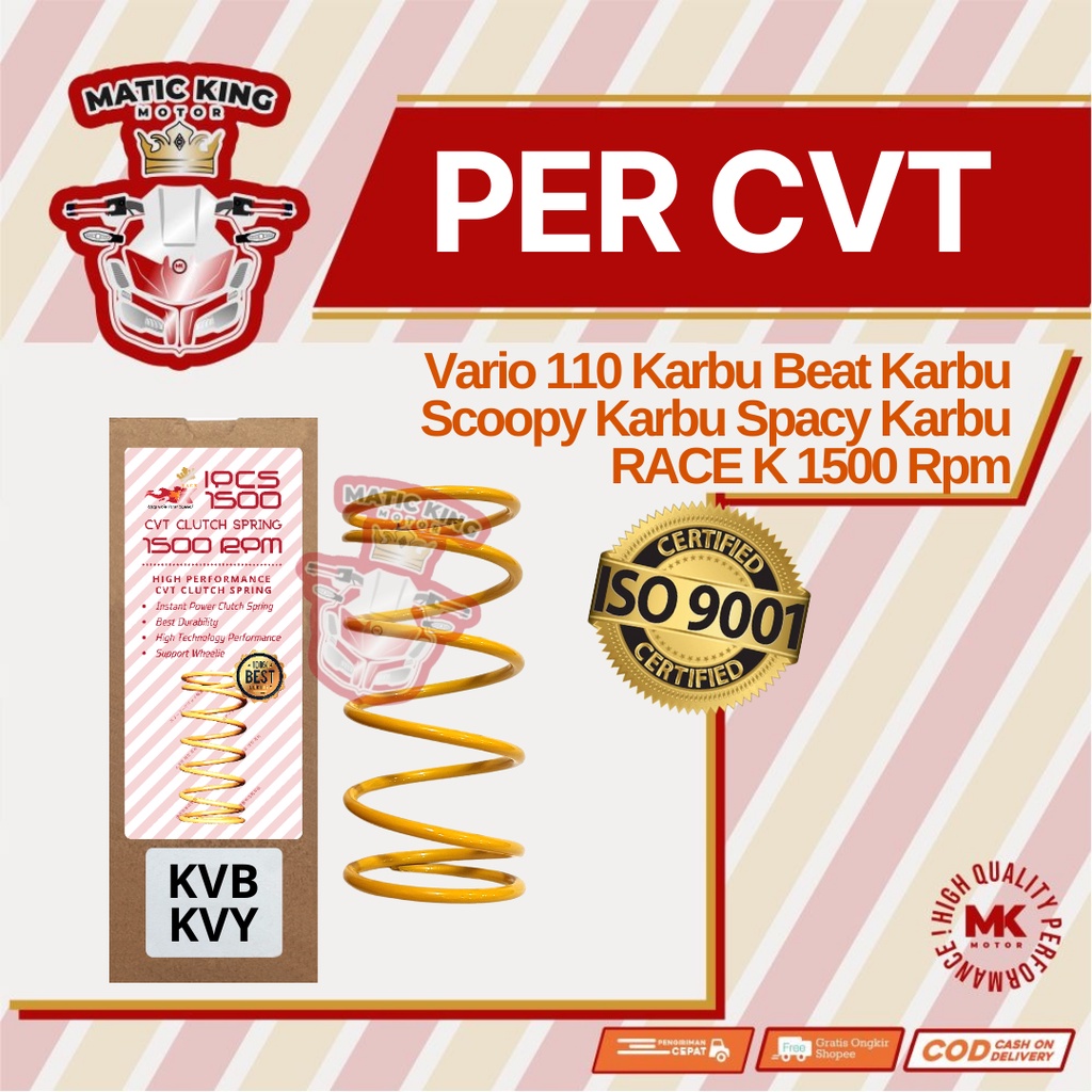 Per CVT Puli Pully Racing KVB KVY Vario Beat Scoopy Spacy Karbu 110 Race K 1500 RPM