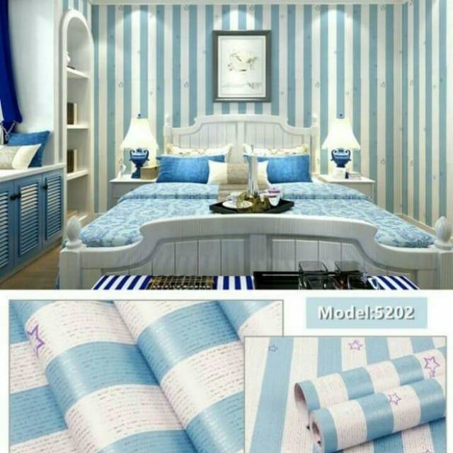 WALLPAPER DINDING MOTIF SALUR BINTANG BIRU