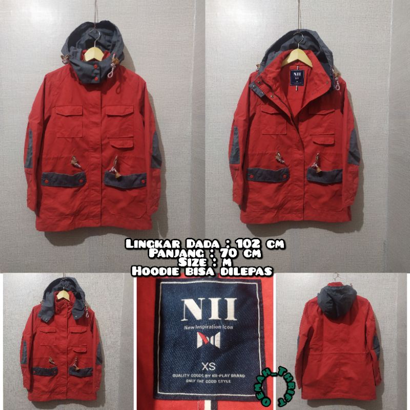 Jaket Parka NII Warna Merah Second Original.