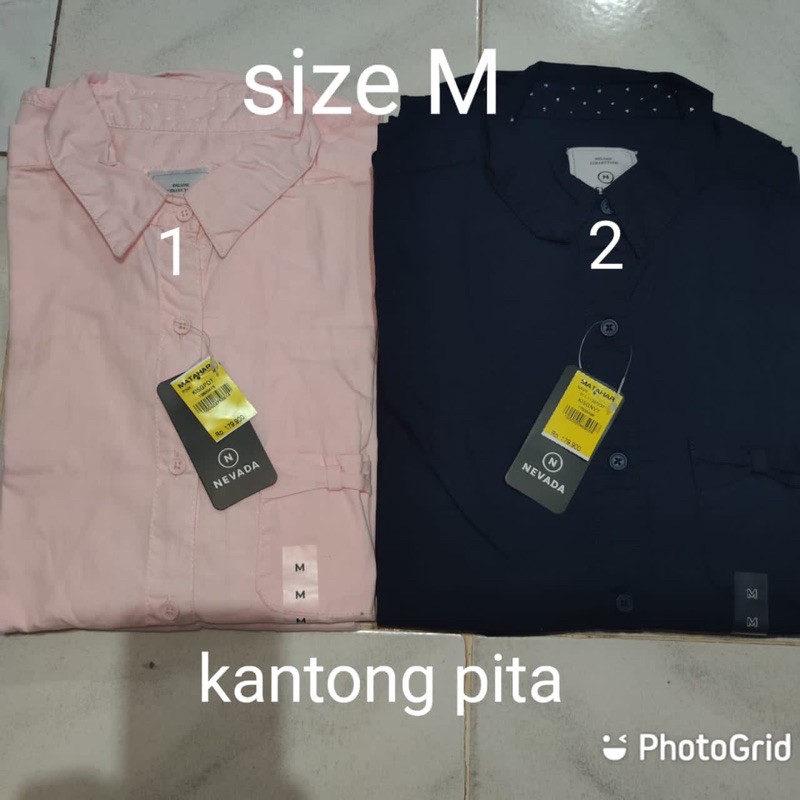 Nevada kemeja wanita kantong pita lengan panjang wanita ori fulltag