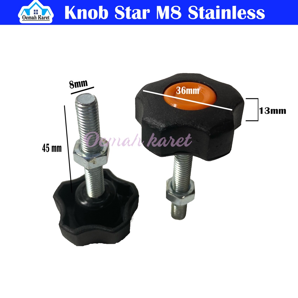 Jual Knob Star Adjuster Baut M8 T45 Orange Stainless Steel | Shopee ...