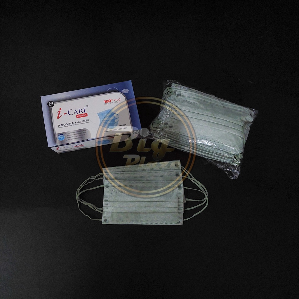 Masker i-Care Earloop 3ply isi 50 Pcs Icare - Big Plaza