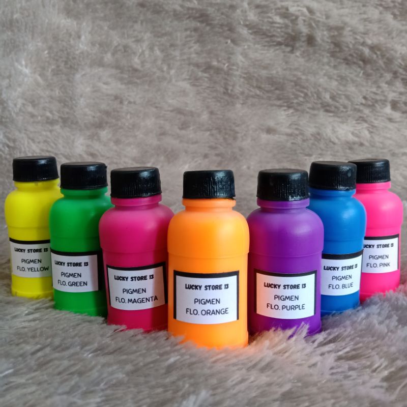 PIGMEN FLUORESCENT 60gr Besar Pewarna Sablon Cat Stabilo Tembok Clay Craft Semen Slime Squishy Water