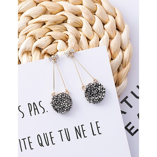 LRC Anting Tusuk Sweet Black Full Diamond Design Long Earrings F22015