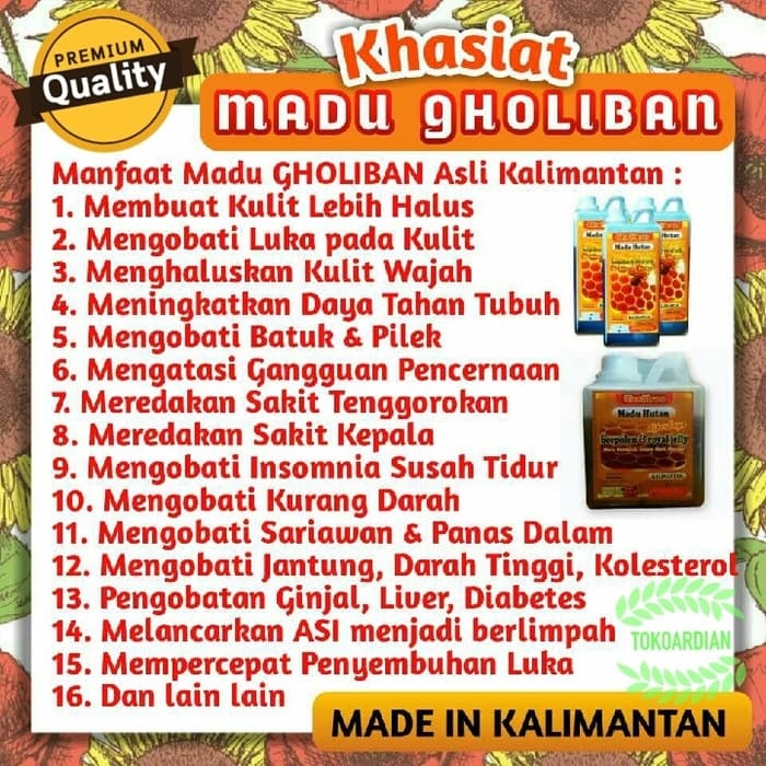 ^74¨ Madu Hutan Gholiban Kalimantan 1 Kg Plus Bee Pollen Anti Virus dan Daya Tahan Tubuh