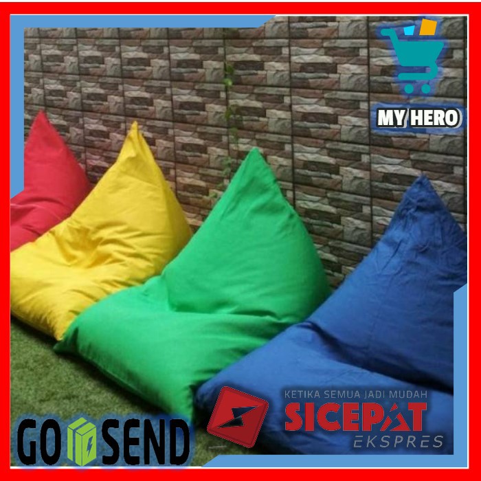 bean bag sofa kursi bantal triangle medium sedang plus isi murah jumbo cover bulat oval cover xl