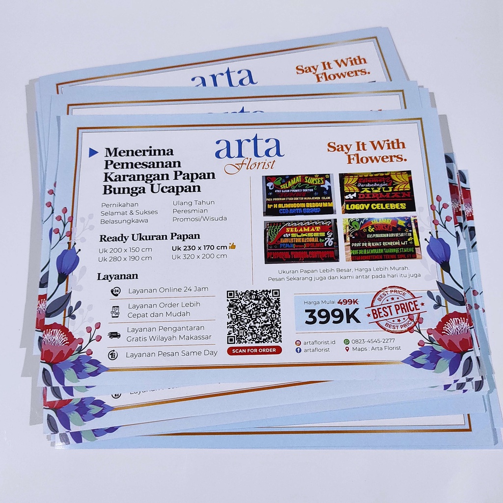 Cetak Cepat Brosur Flyer Leaflet Promosi Ukuran A5 Tebal 150 gsm