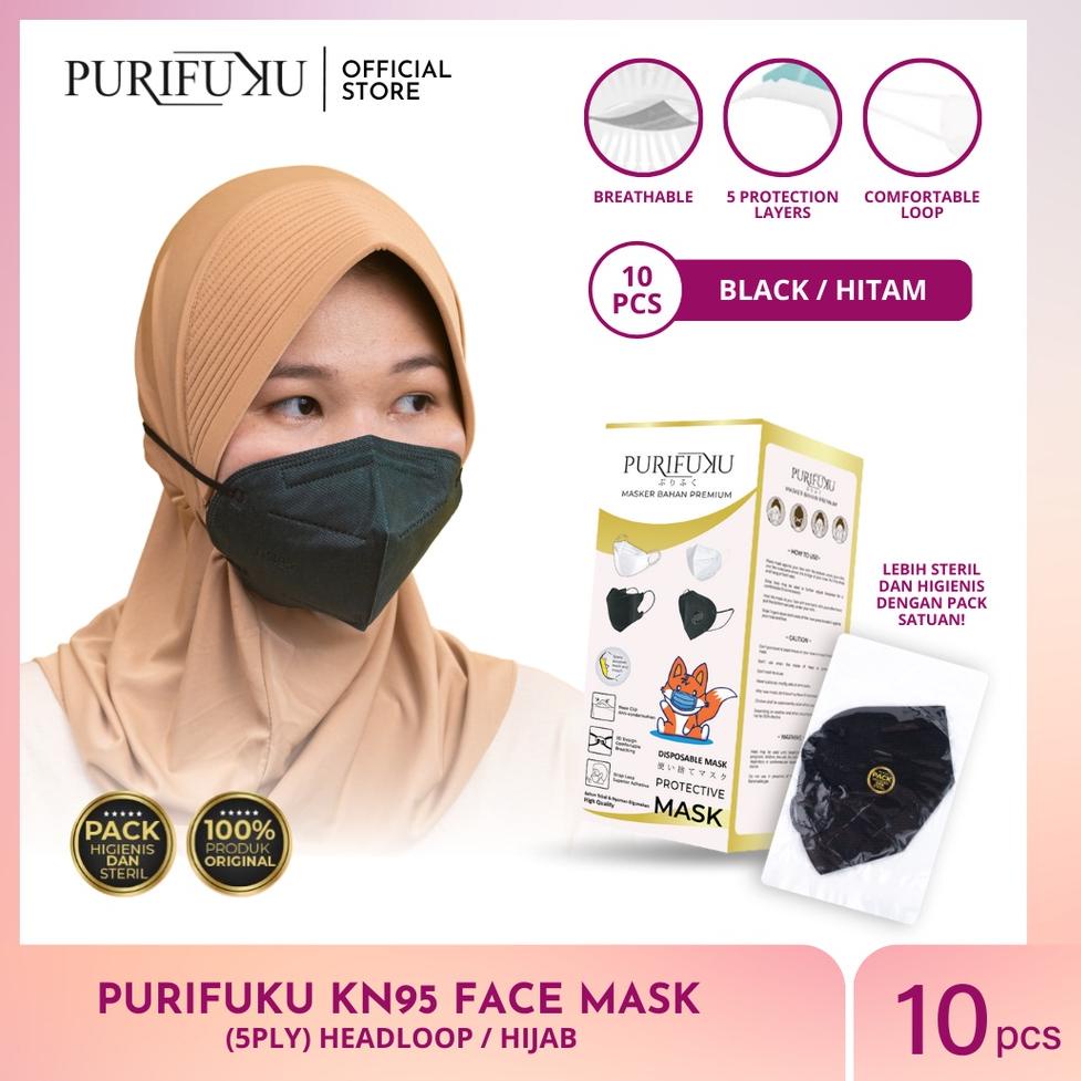 [KODE VFKNY] Purifuku Masker Kn95 Hijab 10Pcs Masker Disposable 5Ply Masker Headloop Face Mask N95