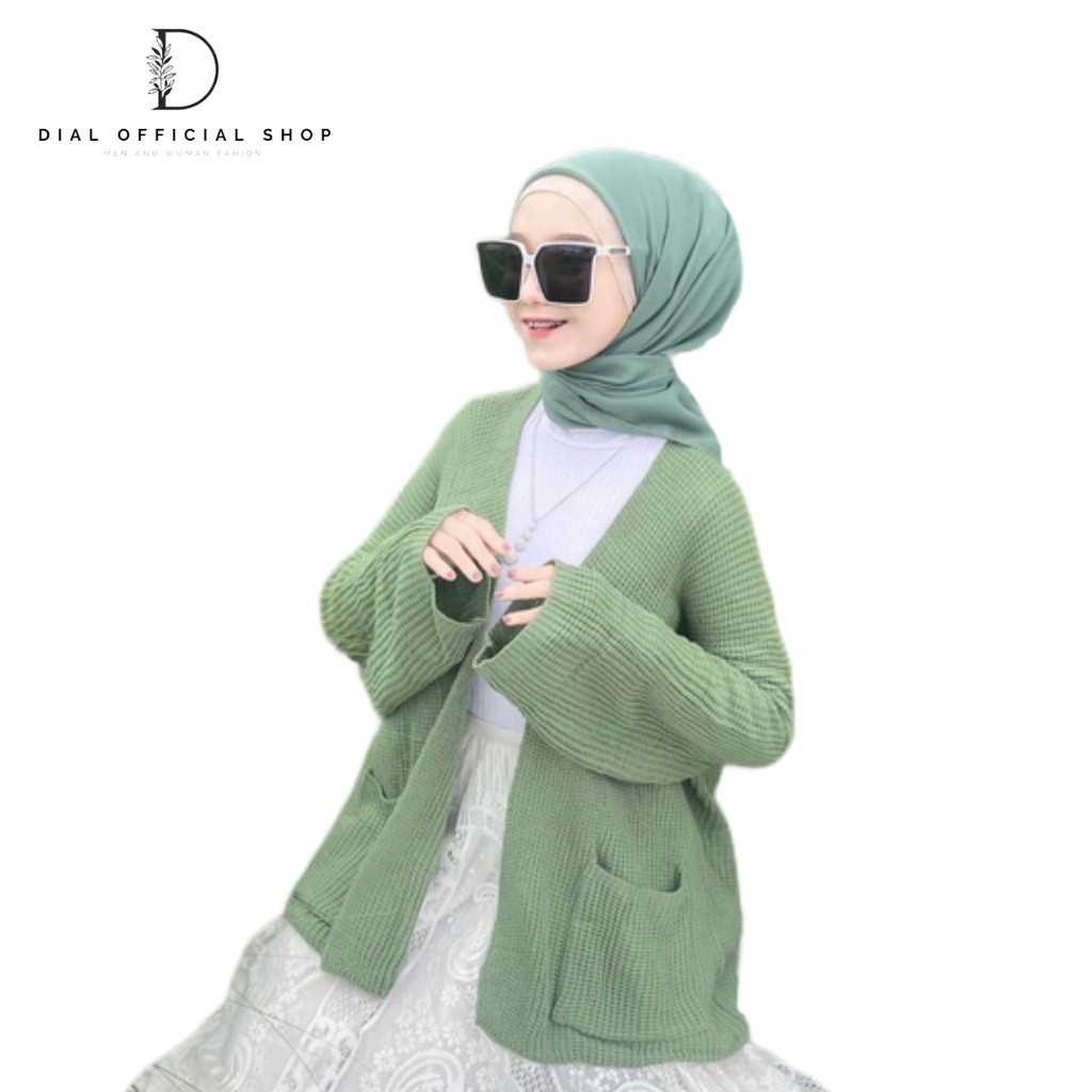 DIAL - Cardigan Rajut Panjang Tebal Loocy 7 Gate Kardigan Wanita-Mint