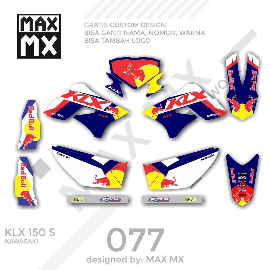 MX-01077 decal klx 150 biru merah redbull