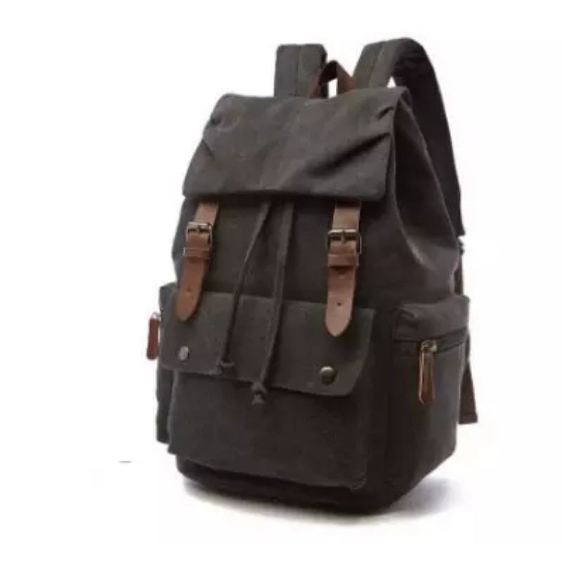 Vintage Ransel Kulit Kualitas Tinggi Tas Pria Ransel Tas Sekolah 2020 Unisex Rucksack Kasual Kanvas