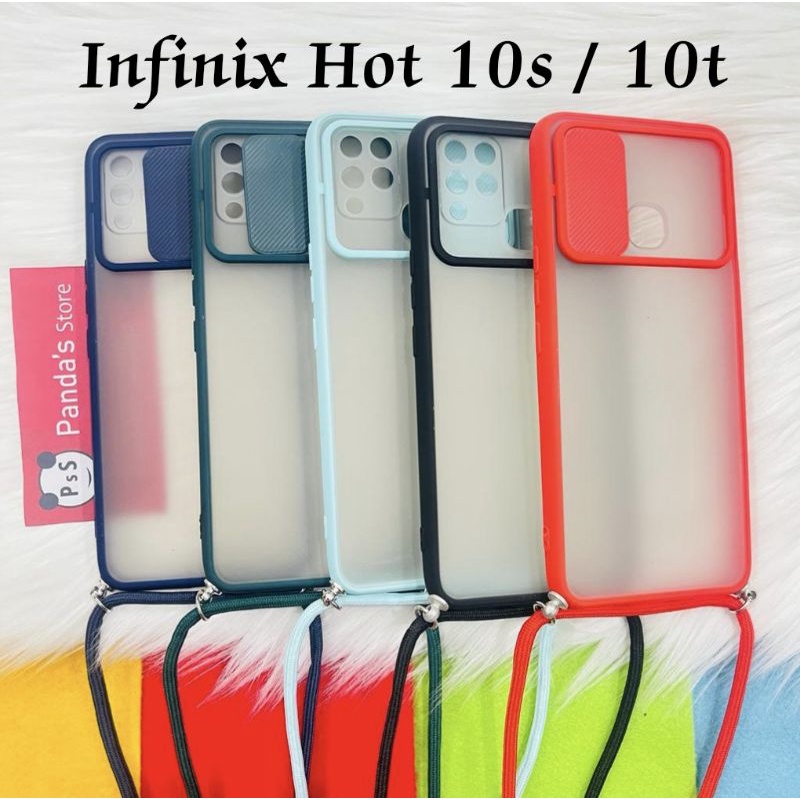 Infinix Hot 10s/Hot 10t Softcase dove sliding camera + Tali Laynard [Premium]