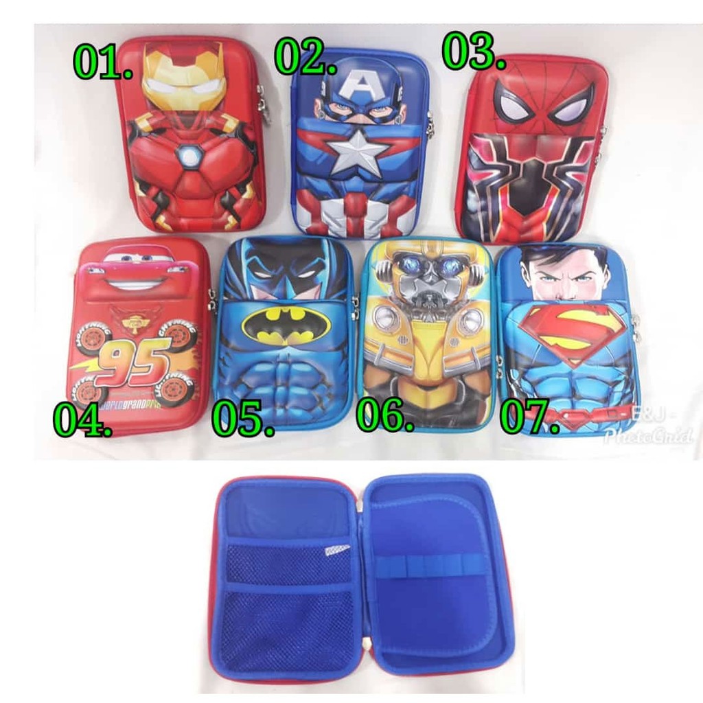 Kotak Tempat  Pensil  Ala Smiggle Motif SUPERHERO Bagus  