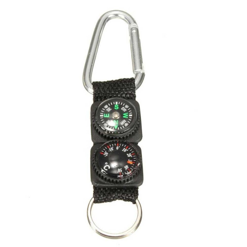 Mayitr Gantungan Kunci 3 in 1 Kompas Termometer Carabiner