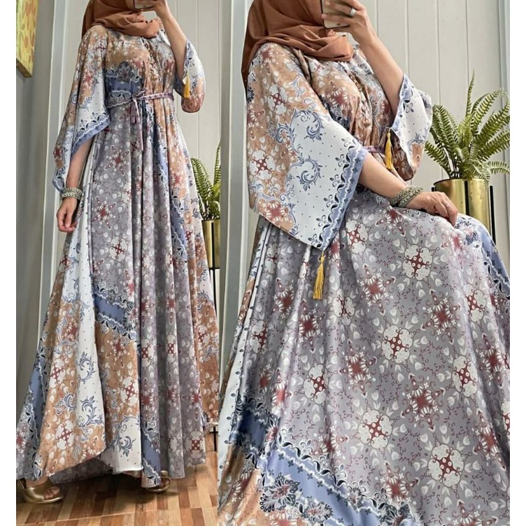 Santika Gown, GOWN WANITA MUSLIM JUMBO CANTIK FIT XXXXL LD 130 BAHAN DIOR SILK PREMIUM TERJUMBO TERMURAH OOTD