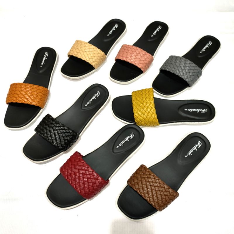 sandal wanita murah import Felonie WK 01. Selop anyaman terbaru..!