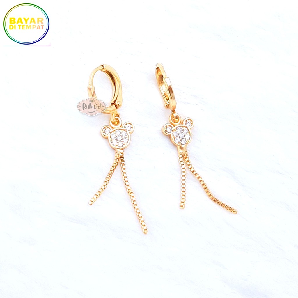 RAKA Acc - Anting Clip / Klip Mickey Italy Juntai Perhiasan Aksesoris Wanita 547