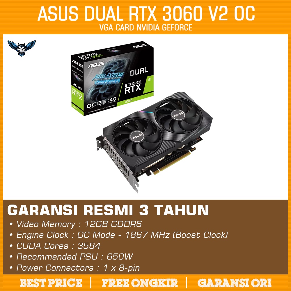 VGA ASUS RTX 3060 DUAL OC V2 - 12GB DDR6 Nvidia Geforce rtx3060