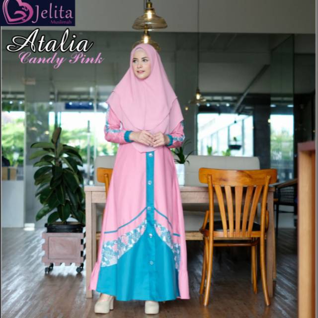 Set Gamis syari muslim Atalia Dress merek Jelita Muslimah