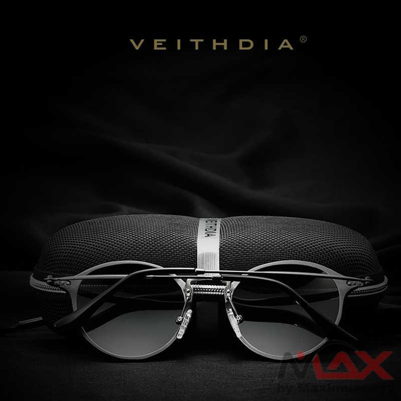 Veithdia Original Kacamata Hitam Pria Wanita UV Polarized Korea fashion Model Cat Eye Bundar VEITHDIA Brand Fashion Unisex Sun Glasses Polarized Coating Mirror Driving Sunglasses Round Male Eyewear For Men/Women 6358