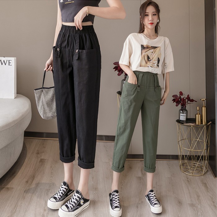 

FASHION WANITA BAWAHAN WANITA (621 M-L)C LINEN LONG PANTS/CELANA KANTOR/CELANA KAIN/HIGHWAIST