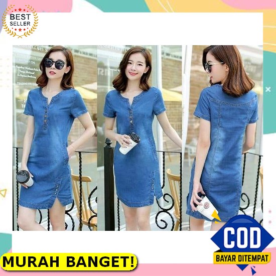 Dress Denim Wanita Korea Mx Camelia Denim Jc Dress Panjang Wanita Kekinian Modern Mx Dress Katun Den