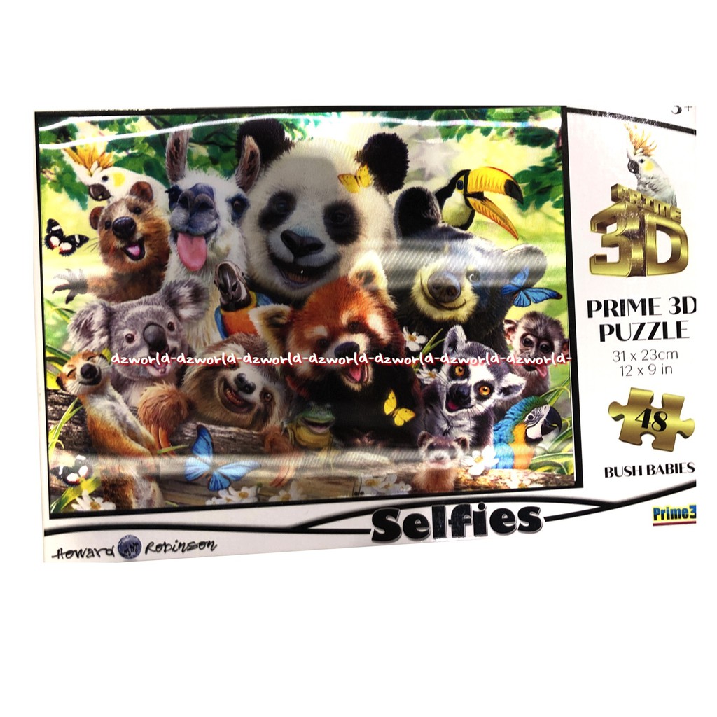 3D Kids Selfies Puzzle Backyard Pals 48Keping Susunan Pazel Hewan Panda Bush Babies