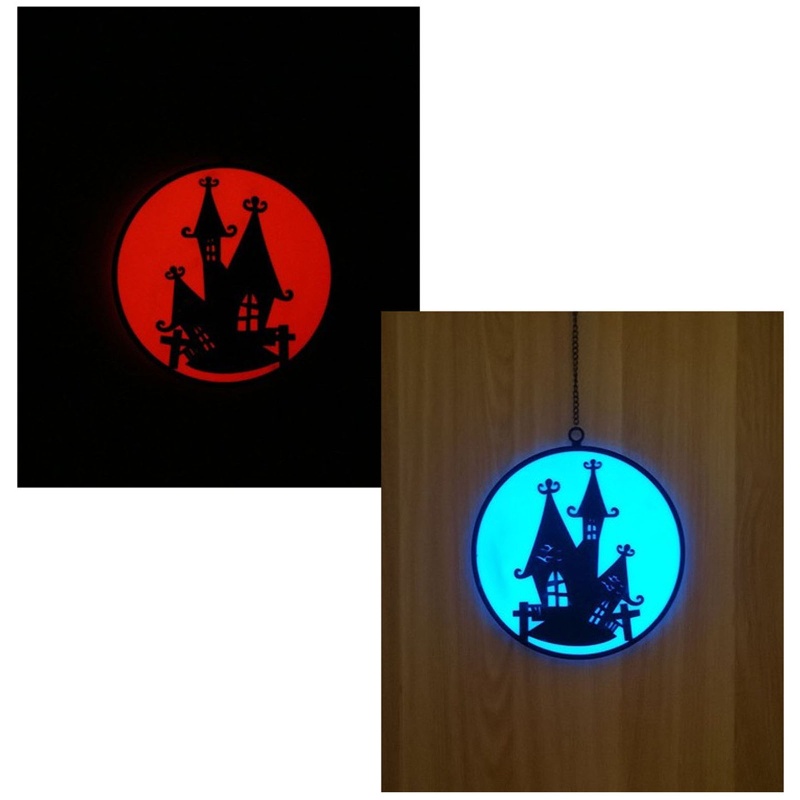 Liontin Bentuk Rumah Hantu Bahan Kaca Luminous Warna Hitam Untuk Indoor Outdoor