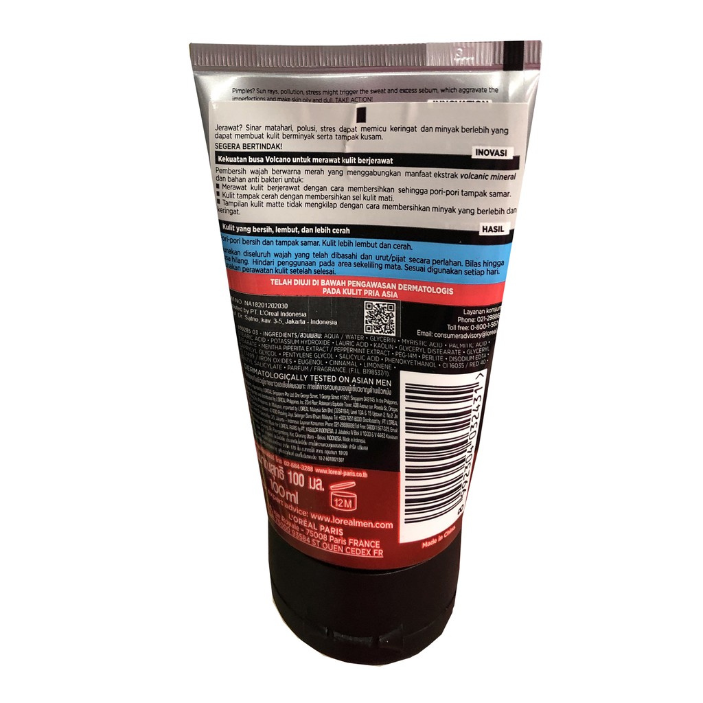 L'oreal Men Expert White Activ 100ml anti Acne Volacano Pembersih Muka Pria Loreal Mens Men's