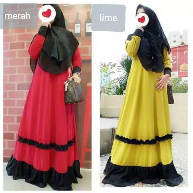 Gamis polos lemon skin