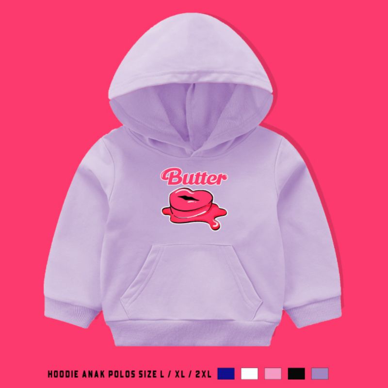 KIDS HOODIE BTS BUTTER PINK/HOODIE ANAK LAKI-LAKI&amp;PEREMPUAN 3-8 TAHUN