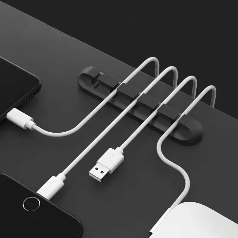 5in1 Klip Organizer Kabel Bahan Silikon Dengan Perekat Untuk Rumah / Kantor / Mobil