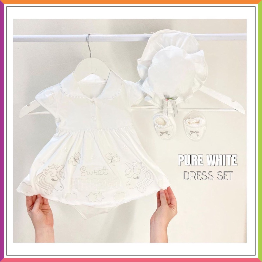 DRESS BABY ALL WHITE | DRESS AQIQAH | WHITE DRESS BAYI NEWBORN 0-6 BLN 4IN1 ❤ Fashionbabies ❤