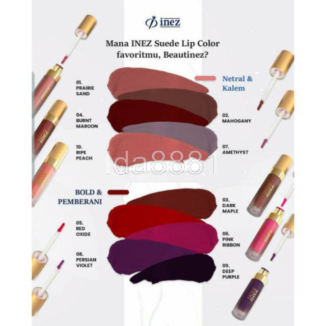 Lip Color Inez Cosmetic#Lip matte inez#lipstik inez#lip cream inez#kosmetik inez#inez kosmetic