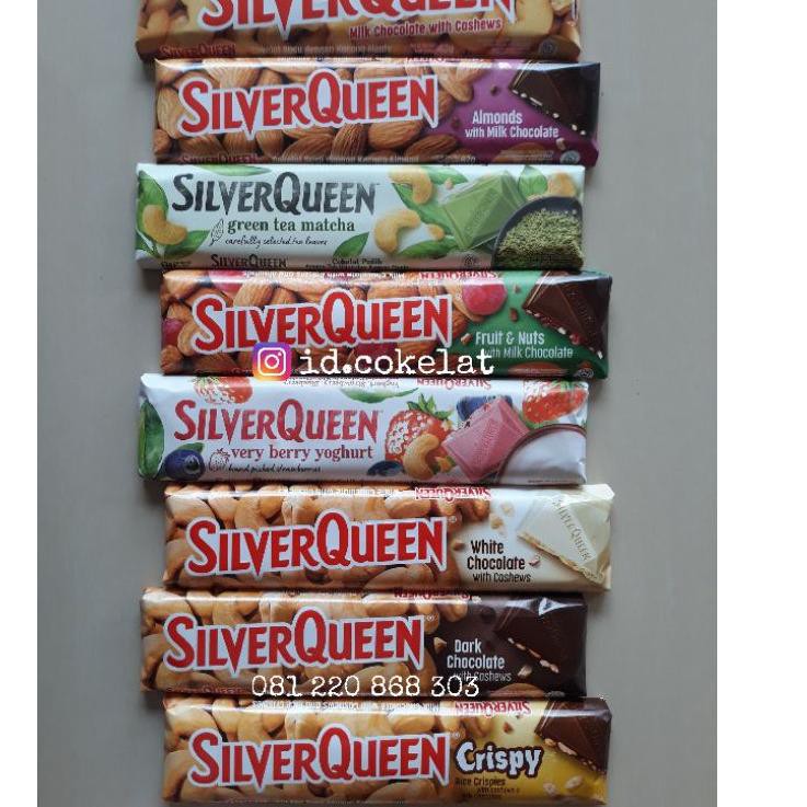 

PROMO HARI INI SILVERQUEEN 65GR VERY BERRY - MEDE - ALMOND - GREEN MATCHA - FRUIT NUT - DARK - WHITE