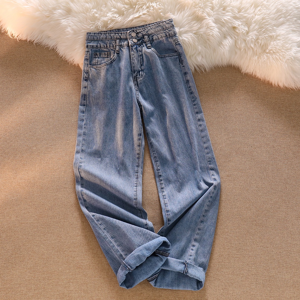 Korean Celana Panjang (Biru/Hitam) Jeans/Highwaist Straight Loose Jeans/Celana Jeans Wanita