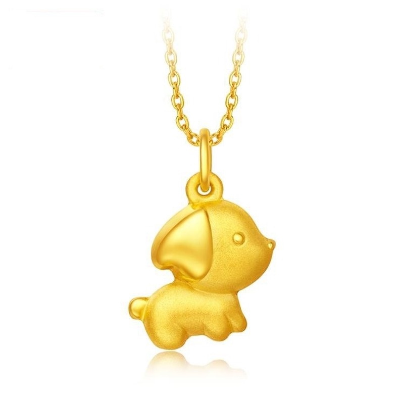 [Ready Stock]Cute Fashion Gold Plated Cartoon Dog Pendant Necklace