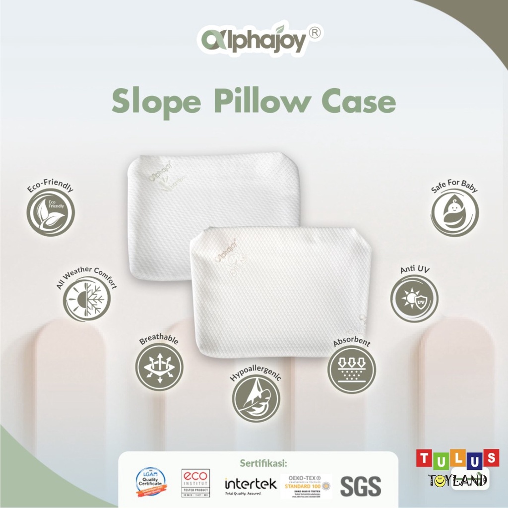 Sarung Bantal Alphajoy SLOPE Pillow Case Bamboo Organic Cotton Premium Jacquard Wedge Pillowcase Anak Bayi anti alergi halus lembut