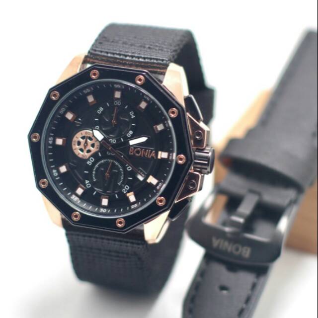 JAM TANGAN PRIA/COWOK BONIA CHRONO AKTIF KW SUPER KANVAS TERBARU ANTI AIR ELEGANT HARGA BERSAHABAT.