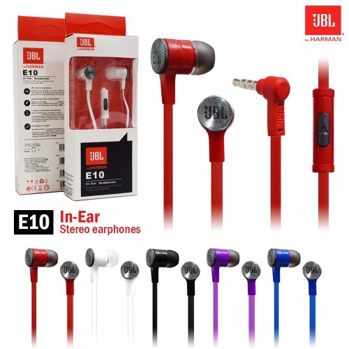 Handsfree JBL E10 By Harman / Headset JBL / Earphone Suara Mantap Bass Ok