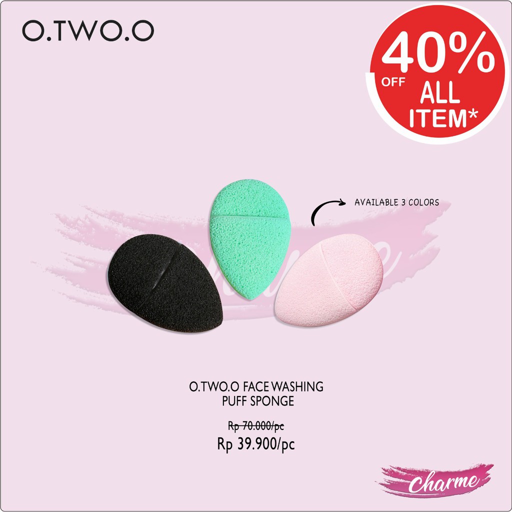 (READY &amp; ORI) O.Two.O Otwoo Face Washing Puff Sponge Pembersih Wajah Make Up Spons 3 Warna 9935