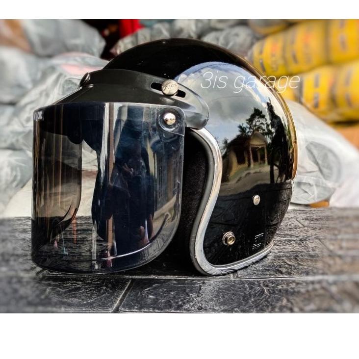 ((TERMURAH)) HELM BOGO DEWASA HELEM BOGO CLASSIC HELM BOGO RETRO PRIA WANITA KACA DATAR SNI