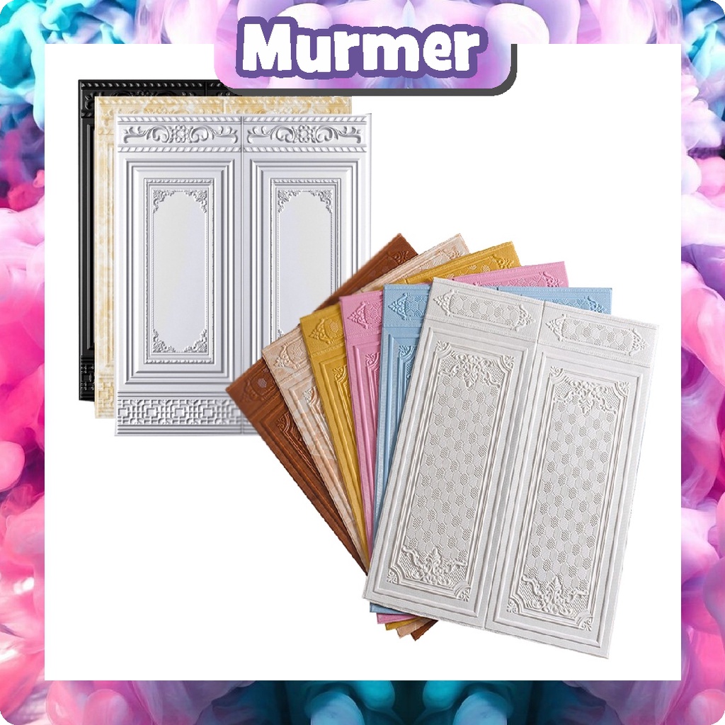 Murmerofficial Wallpaper Dinding 3D Foam Motif Pintu Batik 90 x 35cm Tebal 6mm | Wallpaper Walfoam 3D Wallstikers Motif Pintu Jati | Wallpaper Brickfoam 3D Motif Kayu Jati Mix R784 786 787