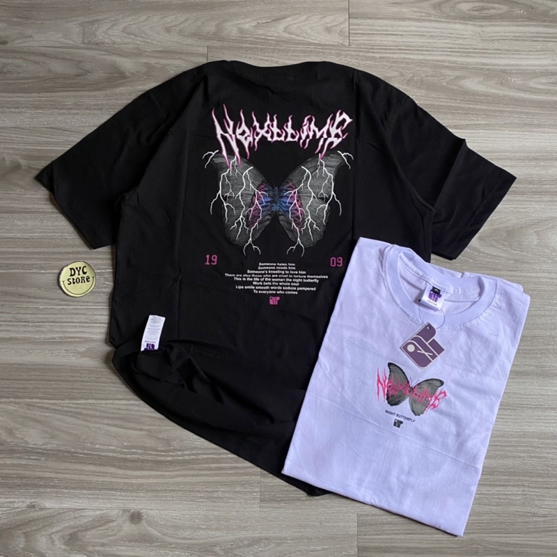 BAJU KAOS PRIA DISTRO ORIGINAL NEXT-TIME BUTTERFLY HITAM PENDEK / KAOS DISTRO SABLON PLASTISOL