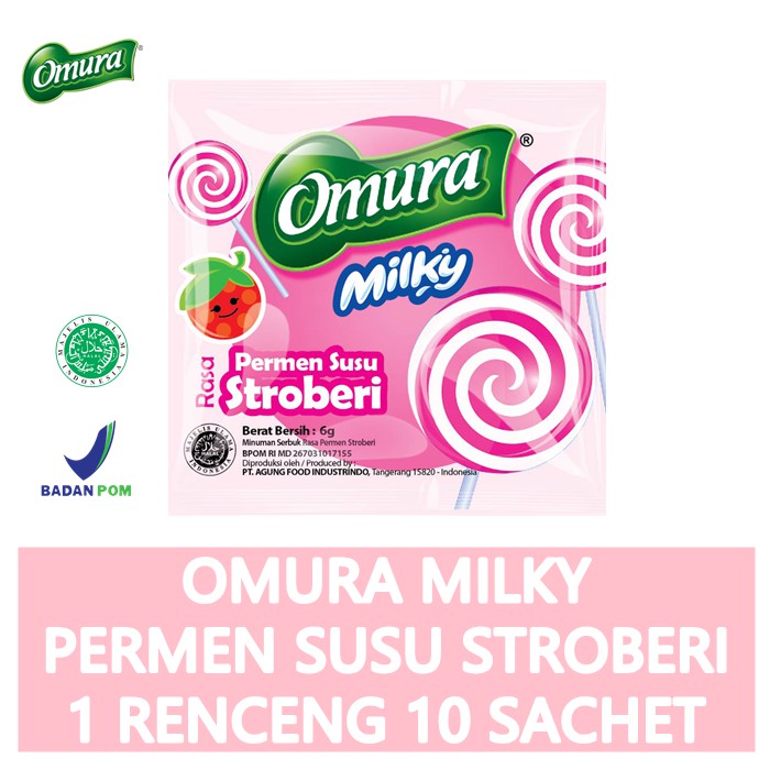 [MINUMAN SACHET] Powder Drink Omura Milky Rasa Permen Susu Strawberry (1 Renceng)