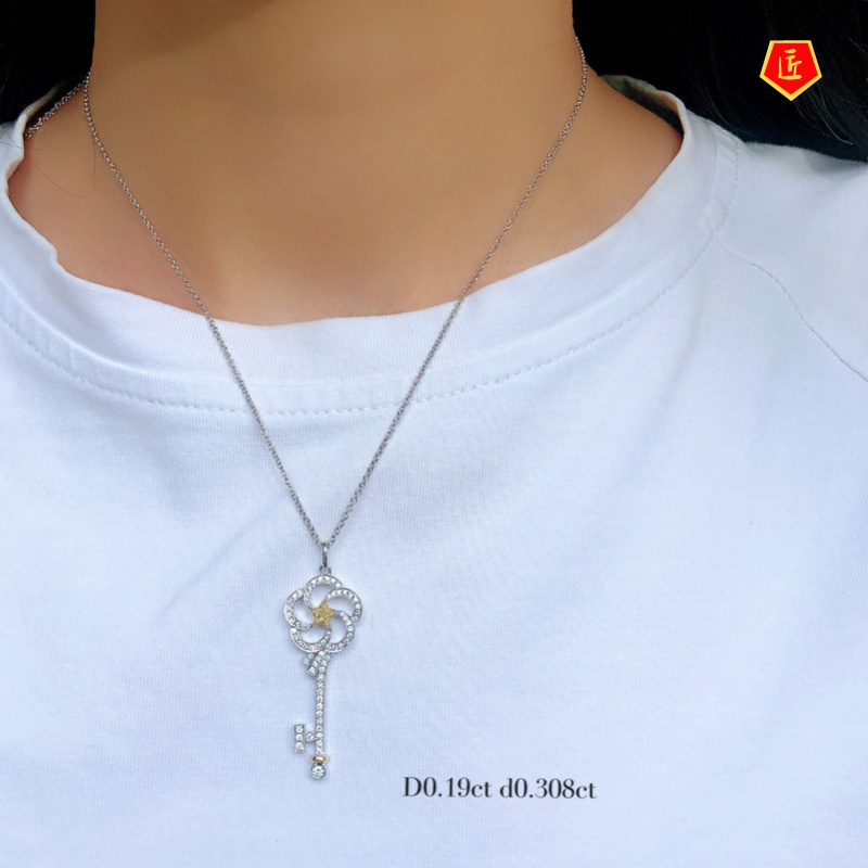 [Ready Stock]Yellow Diamond Key Pendant Necklace Valentine's Day Gift Special-Interest Design