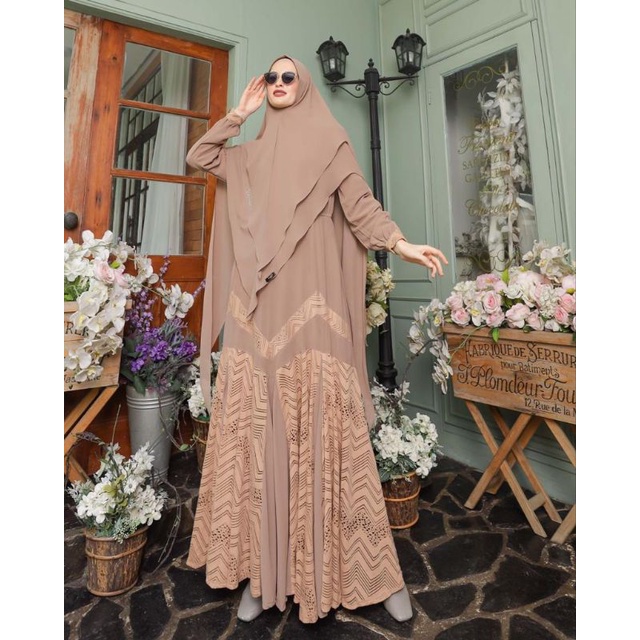 aulia syari brokat premium gamis set khimar busui original belifi