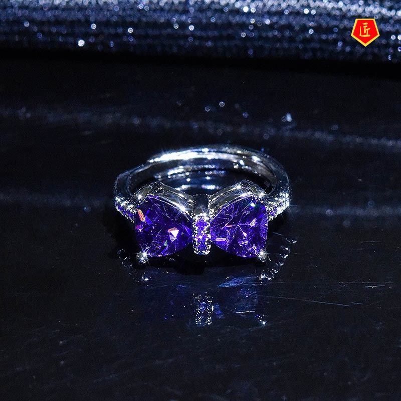 [Ready Stock]High-Grade Amethyst Butterfly Ring Female Fashion Personality